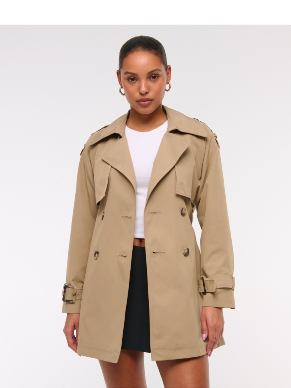 Abercrombie & Fitch Tan Trench Coat with Belt - Picture 8 of 12